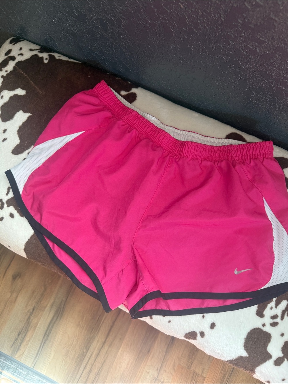 Nike Women's Hot Pink Athletic Running Shorts with White Panels